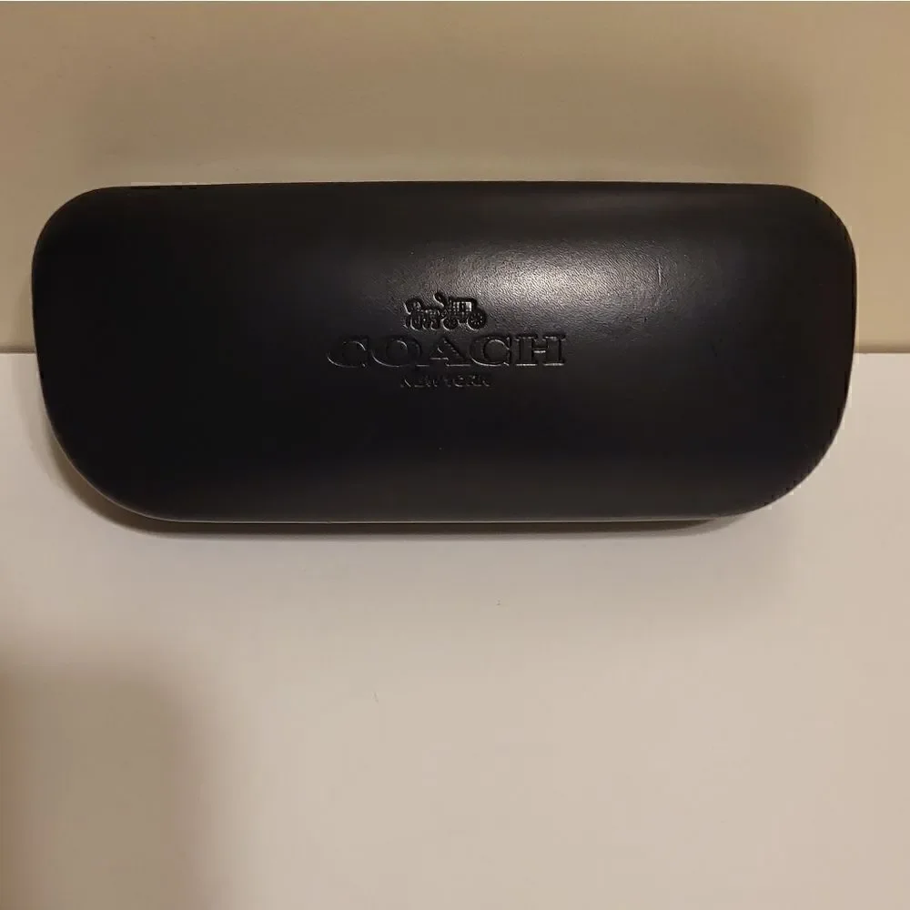 New Authentic Coach New York Black Leather Clamshell Eye/Sunglasses Case